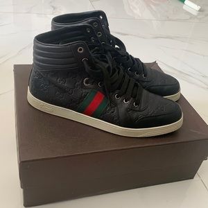 Gucci high top sneakers all leather